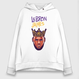 Женское худи Oversize хлопок с принтом LEBRON JAMES в Новосибирске, френч-терри — 70% хлопок, 30% полиэстер. Мягкий теплый начес внутри —100% хлопок | боковые карманы, эластичные манжеты и нижняя кромка, капюшон на магнитной кнопке | 24 lakers | kobe bryant | lakers | lebron james. | los angeles lakers | баскетбол | коби брайант | лос анджелес лейкерс | лосанджелес лейкерс