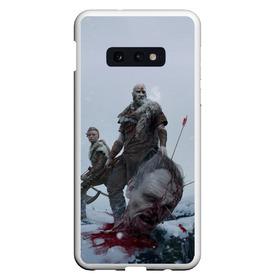 Чехол для Samsung S10E с принтом God of War в Новосибирске, Силикон | Область печати: задняя сторона чехла, без боковых панелей | Тематика изображения на принте: armor | atreus | axe | cory barlog | god of war | kratos | loki | nextgen | playstation 5 | ps5 | santa monica studiogames | атрей | бог войны | броня | игры | кори барлог | кратос | локи | некстген | плейстейшен 5 | пс5 | рагнарек | рыцарь | топор