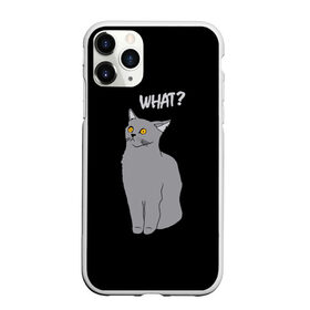 Чехол для iPhone 11 Pro матовый с принтом What cat в Новосибирске, Силикон |  | cat | kitten | kitty | what кот | британская кошка | британский кот | в смысле | взгляд | вопрос | вопросительный знак | глаза кота | животные | кот мем | котенок | котик | котята | кошак | кошка | мемы