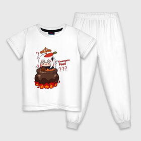 Детская пижама хлопок с принтом Genshin Impact | Paimon food в Новосибирске, 100% хлопок |  брюки и футболка прямого кроя, без карманов, на брюках мягкая резинка на поясе и по низу штанин
 | Тематика изображения на принте: amber | anime | genshin impact | girl | jean | klee | lisa | paimon | zelda | аниме | геншен импакт | геншин импакт | геншин эмпакт | девушка | кли | лиза | паймон | пеймон | тян | эмбер | эмбир