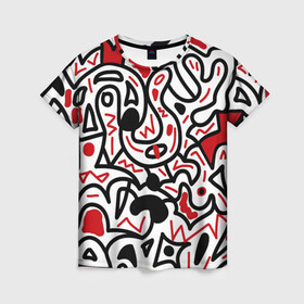 Женская футболка 3D с принтом Африканский хаос в Новосибирске, 100% полиэфир ( синтетическое хлопкоподобное полотно) | прямой крой, круглый вырез горловины, длина до линии бедер | minimal | абстракция | креатив | минимализм | текстуры