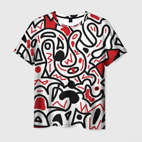 Мужская футболка 3D с принтом Африканский хаос в Новосибирске, 100% полиэфир | прямой крой, круглый вырез горловины, длина до линии бедер | minimal | абстракция | креатив | минимализм | текстуры