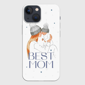 Чехол для iPhone 13 mini с принтом Лучшая мама в Новосибирске,  |  | белый | зима | лучшая | любовь | мама | семья | снег | тепло | уют