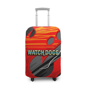 Чехол для чемодана 3D с принтом Watch Dogs Recing в Новосибирске, 86% полиэфир, 14% спандекс | двустороннее нанесение принта, прорези для ручек и колес | dogs | legion | logo | text | watch | взлом | игра | легион | лого | символ | текст | хак | хакер | хакеры