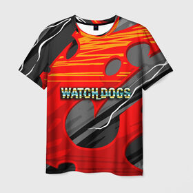 Мужская футболка 3D с принтом Watch Dogs Recing в Новосибирске, 100% полиэфир | прямой крой, круглый вырез горловины, длина до линии бедер | dogs | legion | logo | text | watch | взлом | игра | легион | лого | символ | текст | хак | хакер | хакеры