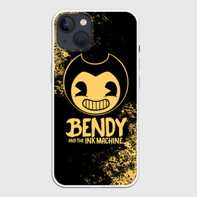 Чехол для iPhone 13 с принтом Bendy And The Ink Machine в Новосибирске,  |  | bendy | bendy and the ink machine | бенди | бени | бенни | бэнди | детская | детям | игра | капли | компьютерная игра | краска | машина | подтеки | ужастик | чернила | чернильная