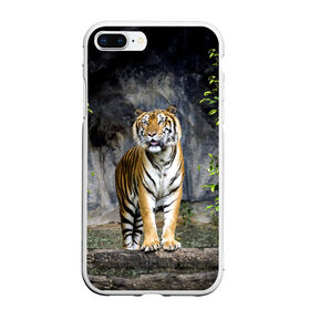Чехол для iPhone 7Plus/8 Plus матовый с принтом ТИГР В ЛЕСУ в Новосибирске, Силикон | Область печати: задняя сторона чехла, без боковых панелей | tiger | амурский | бенгальский | в зоопарке | в лесу | дикий | кошка | крупная | полосатый | тигр | тигренок | тигрица