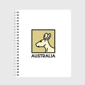 Тетрадь с принтом Australia в Новосибирске, 100% бумага | 48 листов, плотность листов — 60 г/м2, плотность картонной обложки — 250 г/м2. Листы скреплены сбоку удобной пружинной спиралью. Уголки страниц и обложки скругленные. Цвет линий — светло-серый
 | australia | австралия | животные | кенгуру | страны
