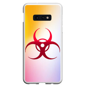 Чехол для Samsung S10E с принтом Biohazard в Новосибирске, Силикон | Область печати: задняя сторона чехла, без боковых панелей | biohazard | ncov2019 | plague inc | virus | вирус | градиент | знак | карантин | ковид | корона | коронавирус | опасность