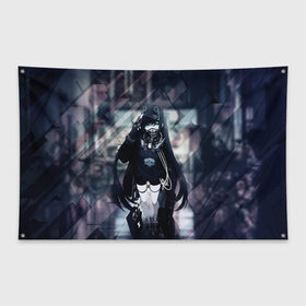 Флаг-баннер с принтом Anime Cyber в Новосибирске, 100% полиэстер | размер 67 х 109 см, плотность ткани — 95 г/м2; по краям флага есть четыре люверса для крепления | anime | cyber | mask | аниме тян | в маске | девушка | кибер