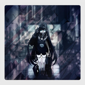 Магнитный плакат 3Х3 с принтом Anime Cyber в Новосибирске, Полимерный материал с магнитным слоем | 9 деталей размером 9*9 см | Тематика изображения на принте: anime | cyber | mask | аниме тян | в маске | девушка | кибер