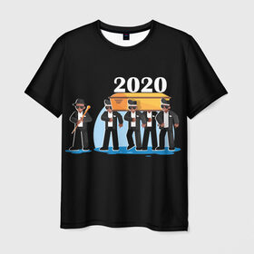 Мужская футболка 3D с принтом 2020 не спасти... в Новосибирске, 100% полиэфир | прямой крой, круглый вырез горловины, длина до линии бедер | 2020 год мем | dancing coffin | tony igy astronomia tony igy | мем про 2020 год | мультяшные персонажи | популярный мем | смешной арт | черные гробовщики