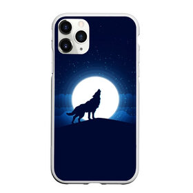 Чехол для iPhone 11 Pro матовый с принтом Воющий на луну в Новосибирске, Силикон |  | волк вобщий на луну | звезды | луна | небо | ночное небо | полнолуние