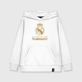 Детская толстовка хлопок с принтом Real Madrid FC в Новосибирске, 100% хлопок | Круглый горловой вырез, эластичные манжеты, пояс, капюшен | barcelona | club | creamy | fc | soccer | spanish | whites | барселона | белые | испанский | клуб | сливочные | фк | футбол | футбольный
