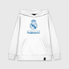 Детская толстовка хлопок с принтом Real Madrid FC в Новосибирске, 100% хлопок | Круглый горловой вырез, эластичные манжеты, пояс, капюшен | barcelona | club | creamy | fc | soccer | spanish | whites | барселона | белые | испанский | клуб | сливочные | фк | футбол | футбольный