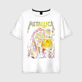 Женская футболка хлопок Oversize с принтом Metallica в Новосибирске, 100% хлопок | свободный крой, круглый ворот, спущенный рукав, длина до линии бедер
 | american | heavy metal | los angeles | metal band | metallica | music | thrash metal | американская | лос анджелес | метал группа | металлика | музыка | трэш метал | трэш металл | хеви метал