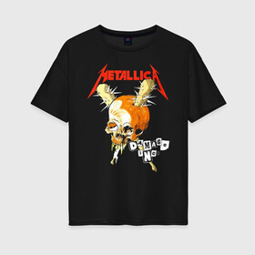 Женская футболка хлопок Oversize с принтом Metallica в Новосибирске, 100% хлопок | свободный крой, круглый ворот, спущенный рукав, длина до линии бедер
 | american | heavy metal | los angeles | metal band | metallica | music | thrash metal | американская | лос анджелес | метал группа | металлика | музыка | трэш метал | трэш металл | хеви метал