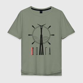 Мужская футболка хлопок Oversize с принтом Волга в Новосибирске, 100% хлопок | свободный крой, круглый ворот, “спинка” длиннее передней части | волга | самара | самарская область