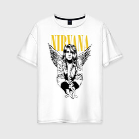 Женская футболка хлопок Oversize с принтом Nirvana в Новосибирске, 100% хлопок | свободный крой, круглый ворот, спущенный рукав, длина до линии бедер
 | alternative rock | american | grunge | music | nirvana | rock | rock band | usa | альтернативный рок | американская | гранж | музыка | рок | рок группа | сша