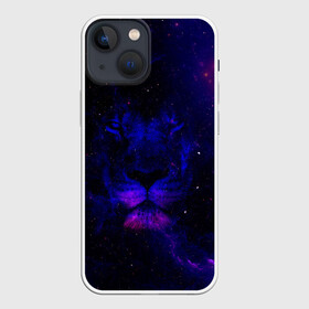 Чехол для iPhone 13 mini с принтом ЗВЕЗДНЫЙ ЛЕВ в Новосибирске,  |  | animal | dark | king | lion | star | животные | звезды | звери | космос | лев | неон | силуэт | тьма | ультрафиолет | царь