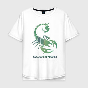 Мужская футболка хлопок Oversize с принтом Scorpion в Новосибирске, 100% хлопок | свободный крой, круглый ворот, “спинка” длиннее передней части | 