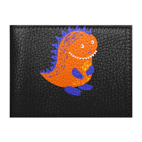 Обложка для студенческого билета с принтом Оранжевый дракончин-динозаврик в Новосибирске, натуральная кожа | Размер: 11*8 см; Печать на всей внешней стороне | Тематика изображения на принте: dino | волшебный | дино | динозавр | динозаврик | дракон | дракончик | дракоша | змей горыныч | змея | змий | малыш | милашка | милый | парк юрского периода | сказка | сказочный | фэнтези