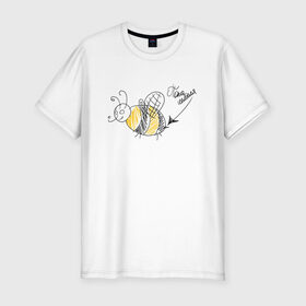 Мужская футболка хлопок Slim с принтом По па шмеля в Новосибирске, 92% хлопок, 8% лайкра | приталенный силуэт, круглый вырез ворота, длина до линии бедра, короткий рукав | Тематика изображения на принте: жара | лето | пчелы | солнце | шмели