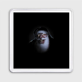 Магнит 55*55 с принтом Very bad Santa в Новосибирске, Пластик | Размер: 65*65 мм; Размер печати: 55*55 мм | beard | jaw | moustache | new year | saliva | santa claus | teeth | борода | дед мороз | зубы | новый год | пасть | санта клаус | слюна | усы