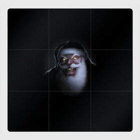 Магнитный плакат 3Х3 с принтом Very bad Santa в Новосибирске, Полимерный материал с магнитным слоем | 9 деталей размером 9*9 см | beard | jaw | moustache | new year | saliva | santa claus | teeth | борода | дед мороз | зубы | новый год | пасть | санта клаус | слюна | усы
