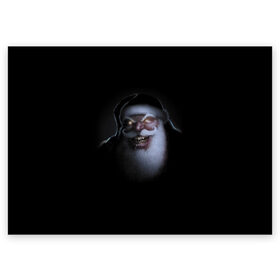 Поздравительная открытка с принтом Very bad Santa в Новосибирске, 100% бумага | плотность бумаги 280 г/м2, матовая, на обратной стороне линовка и место для марки
 | beard | jaw | moustache | new year | saliva | santa claus | teeth | борода | дед мороз | зубы | новый год | пасть | санта клаус | слюна | усы