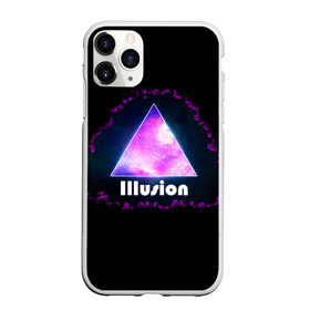 Чехол для iPhone 11 Pro Max матовый с принтом ILLUSION в Новосибирске, Силикон |  | галактика | звезды | космос | млечный путь | надпись неоновая | неоновый космос | треугольник