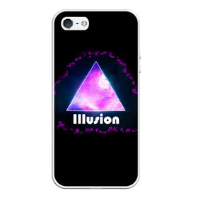 Чехол для iPhone 5/5S матовый с принтом ILLUSION в Новосибирске, Силикон | Область печати: задняя сторона чехла, без боковых панелей | Тематика изображения на принте: галактика | звезды | космос | млечный путь | надпись неоновая | неоновый космос | треугольник