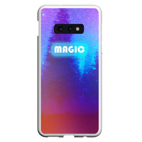 Чехол для Samsung S10E с принтом MAGIC в Новосибирске, Силикон | Область печати: задняя сторона чехла, без боковых панелей | Тематика изображения на принте: звездное небо | зимний вечер | неоновая надпись | ночное небо | снег