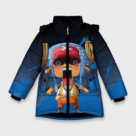 Зимняя куртка для девочек 3D с принтом One Piece Тони Чоппер в Новосибирске, ткань верха — 100% полиэстер; подклад — 100% полиэстер, утеплитель — 100% полиэстер. | длина ниже бедра, удлиненная спинка, воротник стойка и отстегивающийся капюшон. Есть боковые карманы с листочкой на кнопках, утяжки по низу изделия и внутренний карман на молнии. 

Предусмотрены светоотражающий принт на спинке, радужный светоотражающий элемент на пуллере молнии и на резинке для утяжки. | one piece | аниме | обезьяна д. луффи | олень | тони | тони чоппер