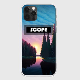 Чехол для iPhone 12 Pro Max с принтом SCOPE в Новосибирске, Силикон |  | Тематика изображения на принте: вечернее небо | голубое небо | деревья | закат | лес | неоновая надпись | озеро | река