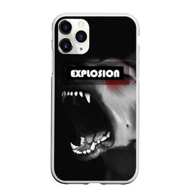 Чехол для iPhone 11 Pro Max матовый с принтом EXPLOSION(ВЗРЫВНОЙ) в Новосибирске, Силикон |  | Тематика изображения на принте: волк | злая собака | злой волк | лай собаки | неоновая надпись | оскал волка