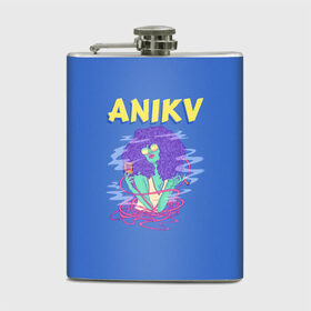 Фляга с принтом ANIKV в Новосибирске, металлический корпус | емкость 0,22 л, размер 125 х 94 мм. Виниловая наклейка запечатывается полностью | anika | anikv | аника | анна пурцен | было или нет | песни