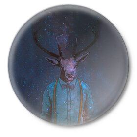 Значок с принтом Космический олень в Новосибирске,  металл | круглая форма, металлическая застежка в виде булавки | 2021 | вселенная | галактика | для мужчин | космический олень | космос | маска | мужчина | новогодний олень | новогодняя | новый год | олень | подарок | праздник | рога | рождество | с новым годом | сказка