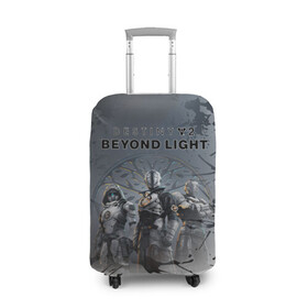 Чехол для чемодана 3D с принтом Destiny 2: Beyond Light в Новосибирске, 86% полиэфир, 14% спандекс | двустороннее нанесение принта, прорези для ручек и колес | Тематика изображения на принте: destiny 2: beyond light | европа | игра | спутник | шутер | юпитера