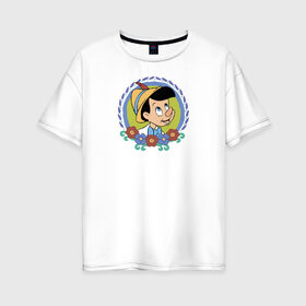Женская футболка хлопок Oversize с принтом Pinocchio в Новосибирске, 100% хлопок | свободный крой, круглый ворот, спущенный рукав, длина до линии бедер
 | disney | pinocchio | vdkimel | дисней | пиноккио