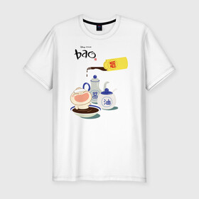 Мужская футболка хлопок Slim с принтом Bao в Новосибирске, 92% хлопок, 8% лайкра | приталенный силуэт, круглый вырез ворота, длина до линии бедра, короткий рукав | Тематика изображения на принте: bao | pixar | vdzabma | бао | пиксар