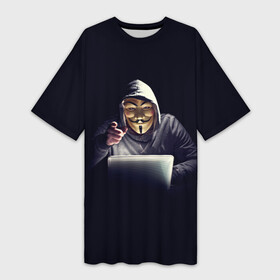 Платье-футболка 3D с принтом Ты Хакер в Новосибирске,  |  | Тематика изображения на принте: комп | компьютер | маска | ноут | ноутбук | прикольная | программист | ты | ты хакер | хак | хакер | человек