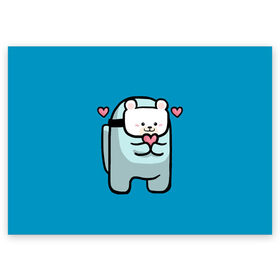 Поздравительная открытка с принтом Nyan Cat (Among Us) в Новосибирске, 100% бумага | плотность бумаги 280 г/м2, матовая, на обратной стороне линовка и место для марки
 | Тематика изображения на принте: among | among us | cat | cats | crewmate | game | impistor | nyan | space | us | vote | выживший | игра | космос | кот | котейка | котэ | кошка | кэт | невиновный | нян | предатель | самозванец | сердечки | сердечко | сердца | сердце