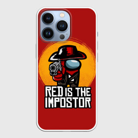 Чехол для iPhone 13 Pro с принтом Red Is The Impostor в Новосибирске,  |  | Тематика изображения на принте: among | among us | crewmate | dead | game | impistor | red | redemption | space | us | vote | выживший | игра | космос | красный | невиновный | предатель | самозванец