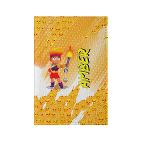 Обложка для паспорта матовая кожа с принтом Brawl Stars - Amber в Новосибирске, натуральная матовая кожа | размер 19,3 х 13,7 см; прозрачные пластиковые крепления | Тематика изображения на принте: brawl | break dance | leon | moba | stars | supercell | surfing | игра | коллаборация | коллаж | паттерн