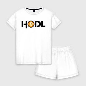 Женская пижама с шортиками хлопок с принтом HODL | Bitcoin в Новосибирске, 100% хлопок | футболка прямого кроя, шорты свободные с широкой мягкой резинкой | bitcoin | btc | crypto | cryptocurrency | hodl | биткоин | бтц | криптовалюта | крита | ходл