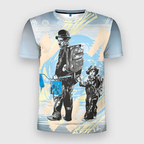 Мужская футболка 3D спортивная с принтом Чарли в Новосибирске, 100% полиэстер с улучшенными характеристиками | приталенный силуэт, круглая горловина, широкие плечи, сужается к линии бедра | art | арт | графика | колор | чарли чаплин