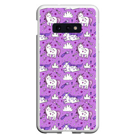 Чехол для Samsung S10E с принтом Unicorn pattern в Новосибирске, Силикон | Область печати: задняя сторона чехла, без боковых панелей | cloud | heart | hoofs | horn | mane | pattern | star | tail | unicorn | грива | единорог | звезда | копыта | облако | рог | сердце | узор | хвост