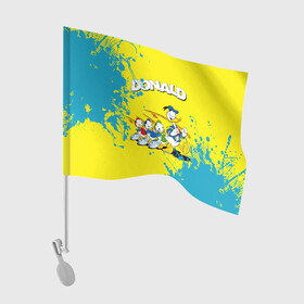 Флаг для автомобиля с принтом Donald duck(Рыбалка) в Новосибирске, 100% полиэстер | Размер: 30*21 см | donald duck | walt disney | герой | мультфильмов | рыбалка | селезень | студии
