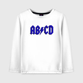 Детский лонгслив хлопок с принтом ABCD надпись в Новосибирске, 100% хлопок | круглый вырез горловины, полуприлегающий силуэт, длина до линии бедер | abcd | ac dc | acdc | band | logo | metal | music | rock | алфавит | буквы | имитация | леттеринг | лого | металл | музыка | надпись | пародия | рок | синий